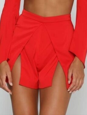 New Meshki Amyra Split Shorts Red Sz Large